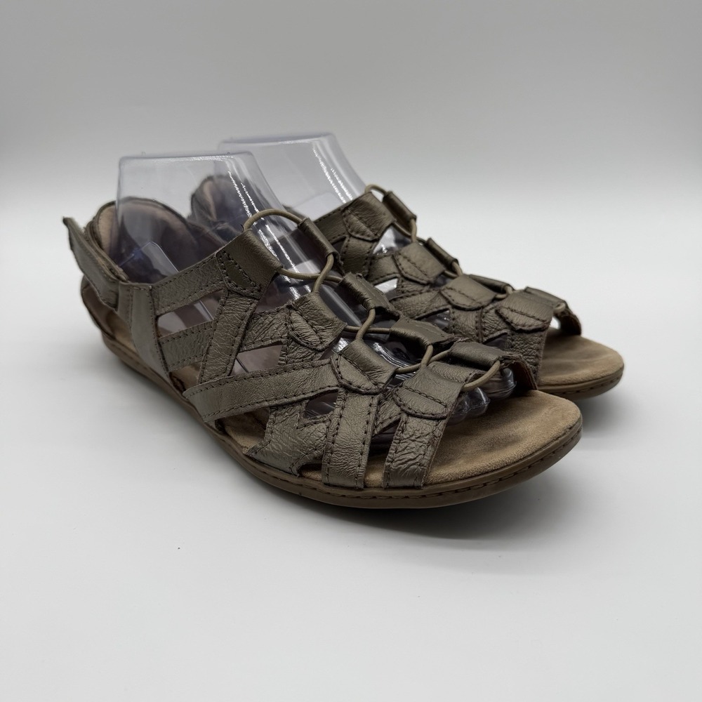 Earth Origins Women's Belle Bridget Sandals Metallic Gold Platinum Gladiator 9